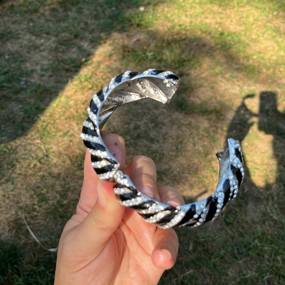 Black with rhinestone cuff bracelet. - Picture 6 of 6